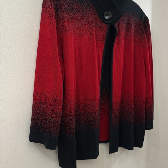 Ming Wang Black and Red Knit Cardigan - XL - single button closure - 3/4 sleeve - Picture 4 of 5